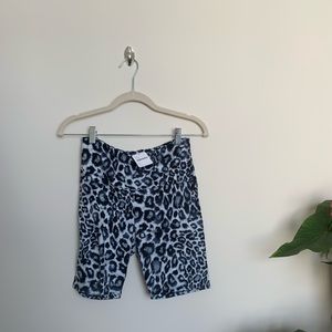 Free People Blue Leopard Biker Short Size S